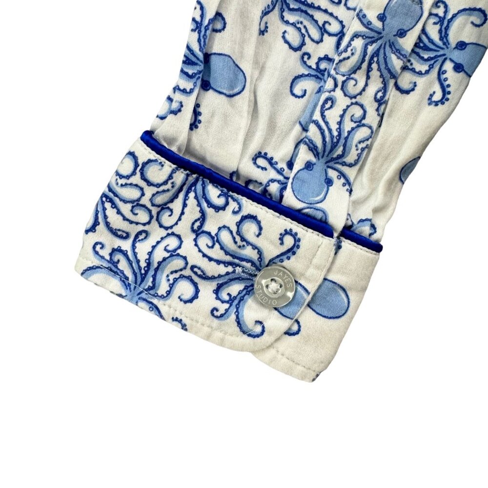 Jayes Studio Sleep Dress Womens Blue Octopus Long Sleeve Cotton Sateen Sz XS - Picture 10 of 10